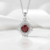 1.0 Ct Ruby Sunflower Pendant Necklace-Evani Jewelry