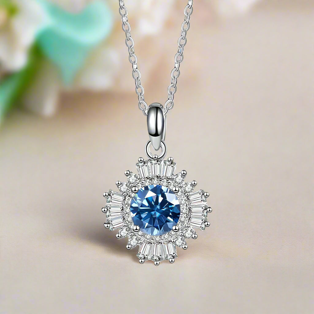 1.0 Ct Diamond Sunflower Pendant Necklace-Evani Naomi Jewelry