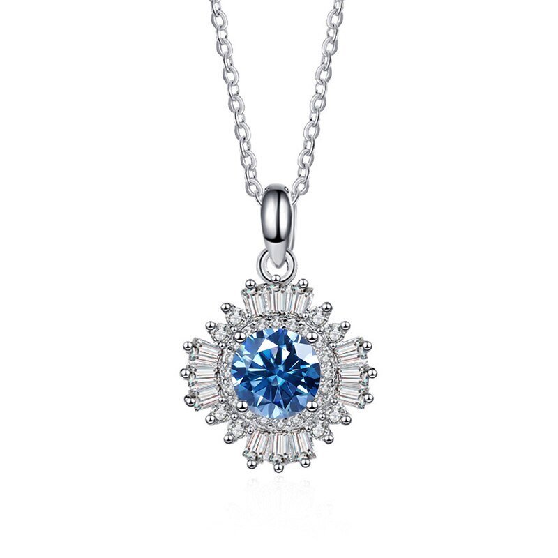 1.0 Ct Diamond Sunflower Pendant Necklace-Evani Jewelry