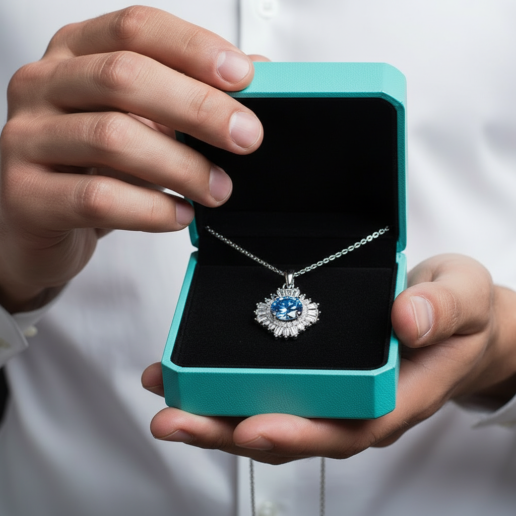 1.0 Ct Sapphire Birthstone Sunflower Pendant Necklace-Evani Jewelry