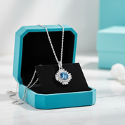 1.0 Ct Sapphire Birthstone Sunflower Pendant Necklace-Evani Jewelry
