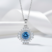 1.0 Ct Sapphire Birthstone Sunflower Pendant Necklace-Evani Jewelry