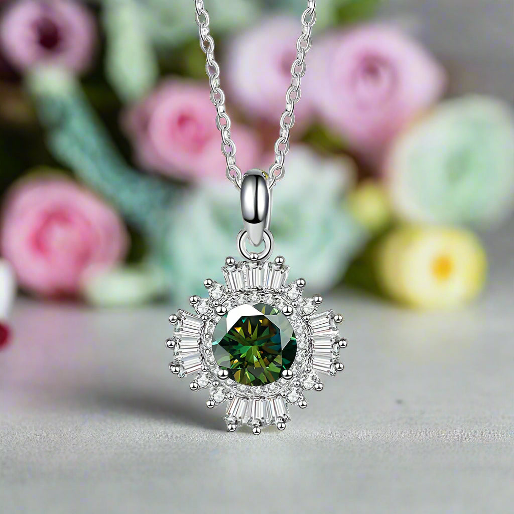 1.0 Ct Diamond Sunflower Pendant Necklace-Evani Naomi Jewelry