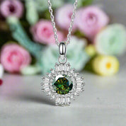 1.0 Ct Diamond Sunflower Pendant Necklace-Evani Naomi Jewelry