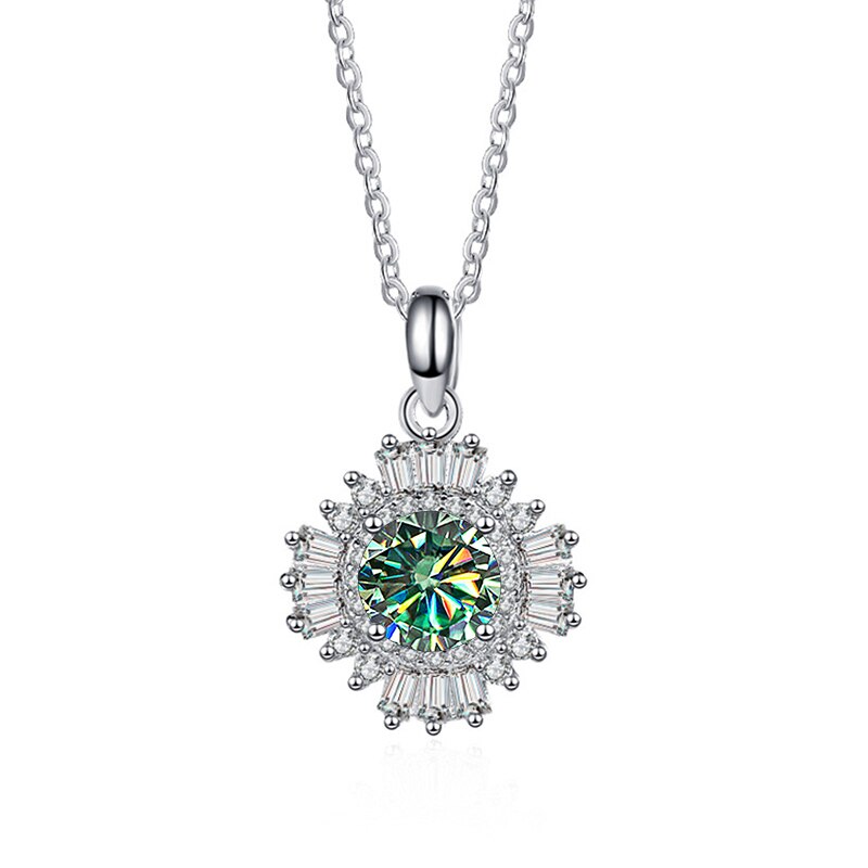 1.0 Ct Peridot Birthstone Sunflower Pendant Necklace-Evani Jewelry