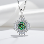 1.0 Ct Peridot Birthstone Sunflower Pendant Necklace-Evani Jewelry