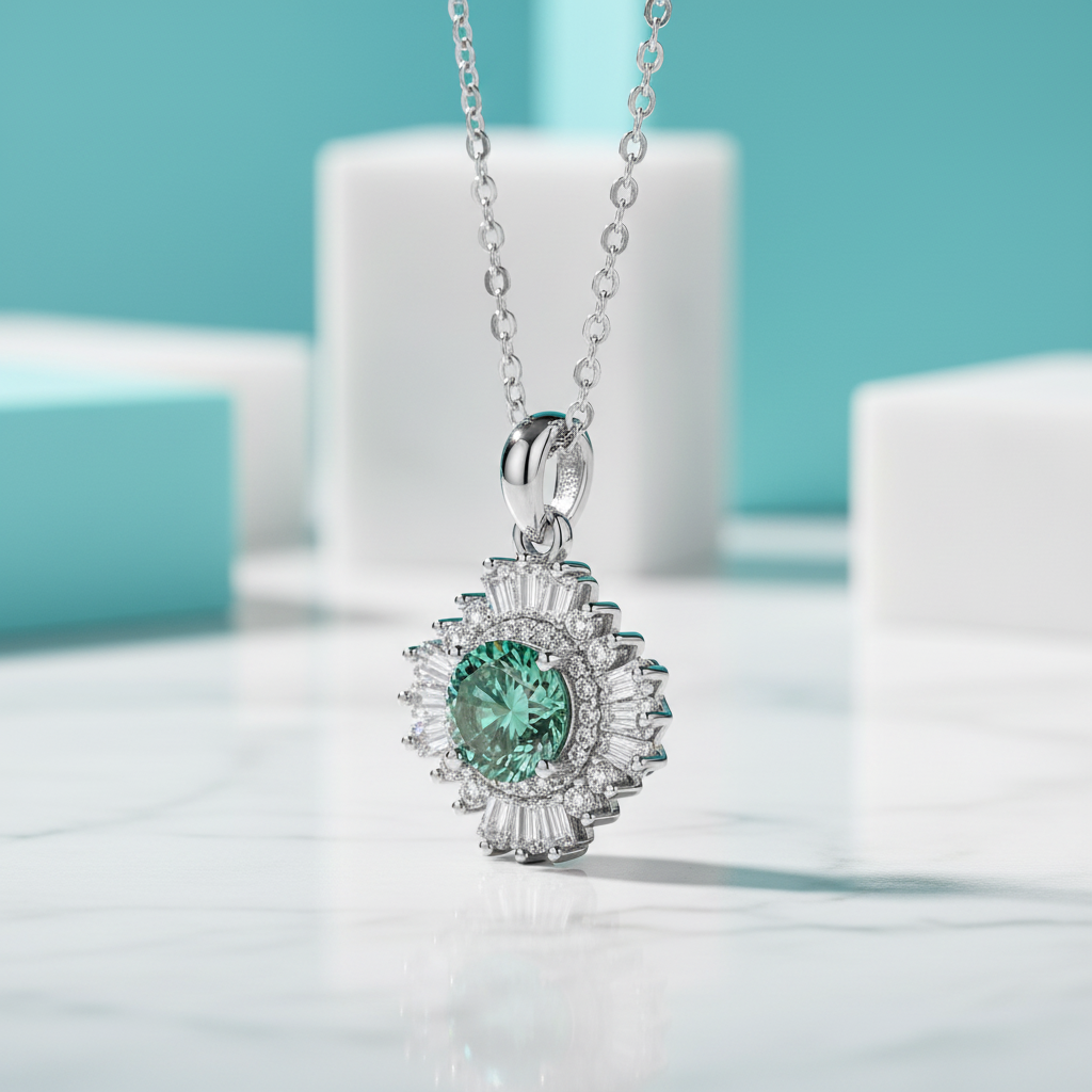 1.0 Ct Peridot Birthstone Sunflower Pendant Necklace-Evani Jewelry