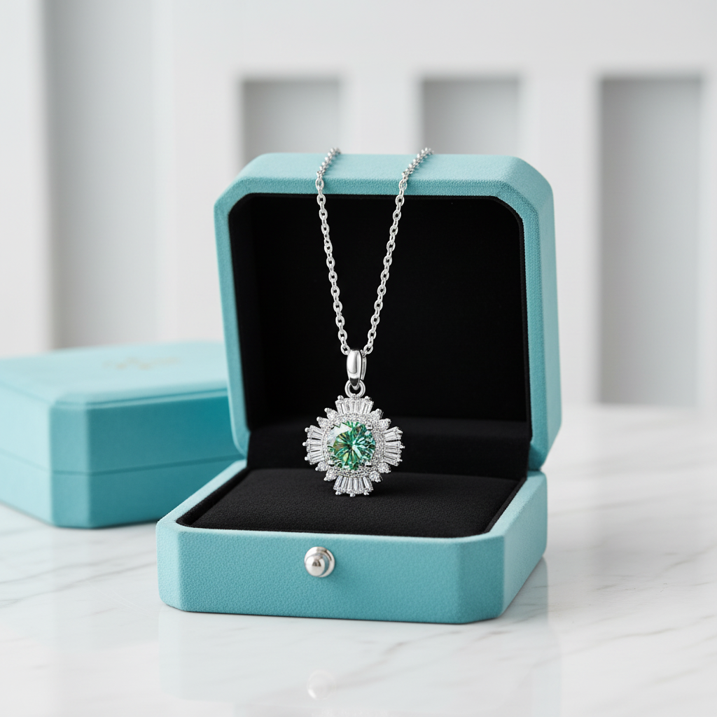 1.0 Ct Peridot Birthstone Sunflower Pendant Necklace-Evani Jewelry