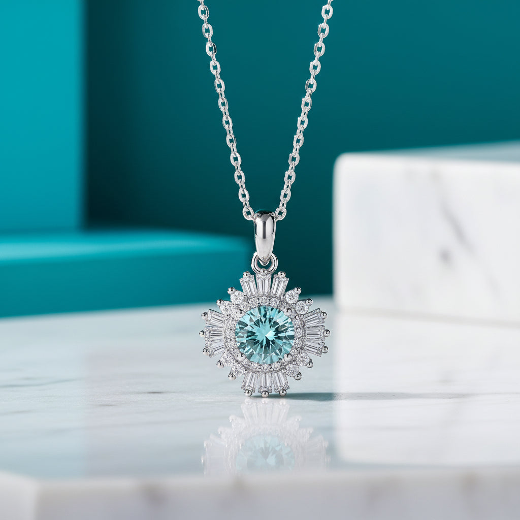 1.0 Ct Diamond Sunflower Pendant Necklace-Evani Jewelry