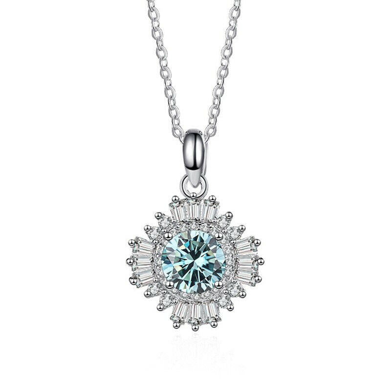 1.0 Ct Diamond Sunflower Pendant Necklace-Evani Naomi Jewelry