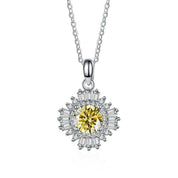 1.0 Ct Diamond Sunflower Pendant Necklace-Evani Naomi Jewelry