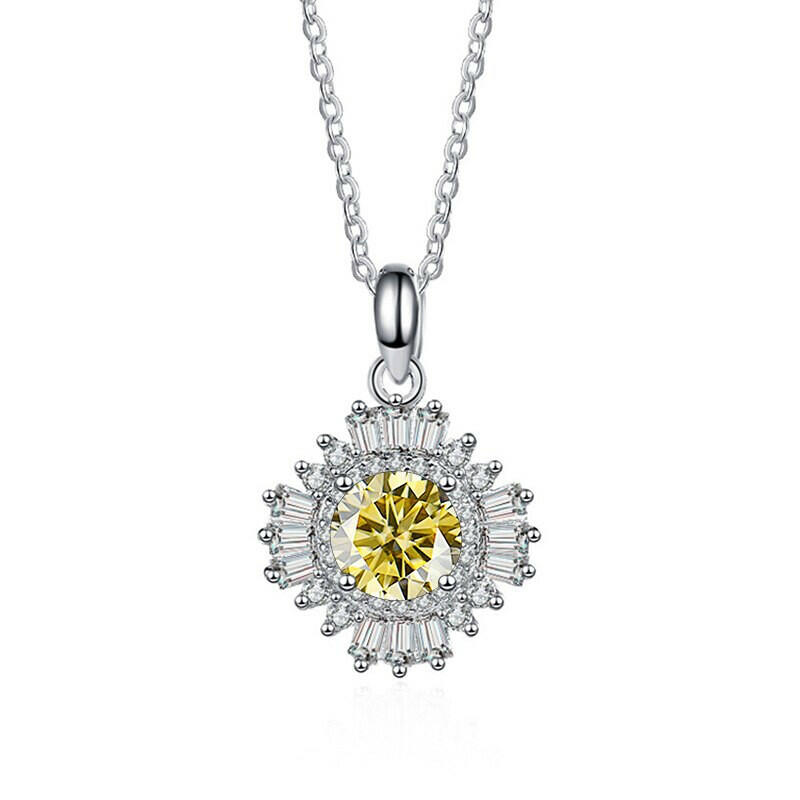 1.0 Ct Diamond Sunflower Pendant Necklace-Evani Naomi Jewelry