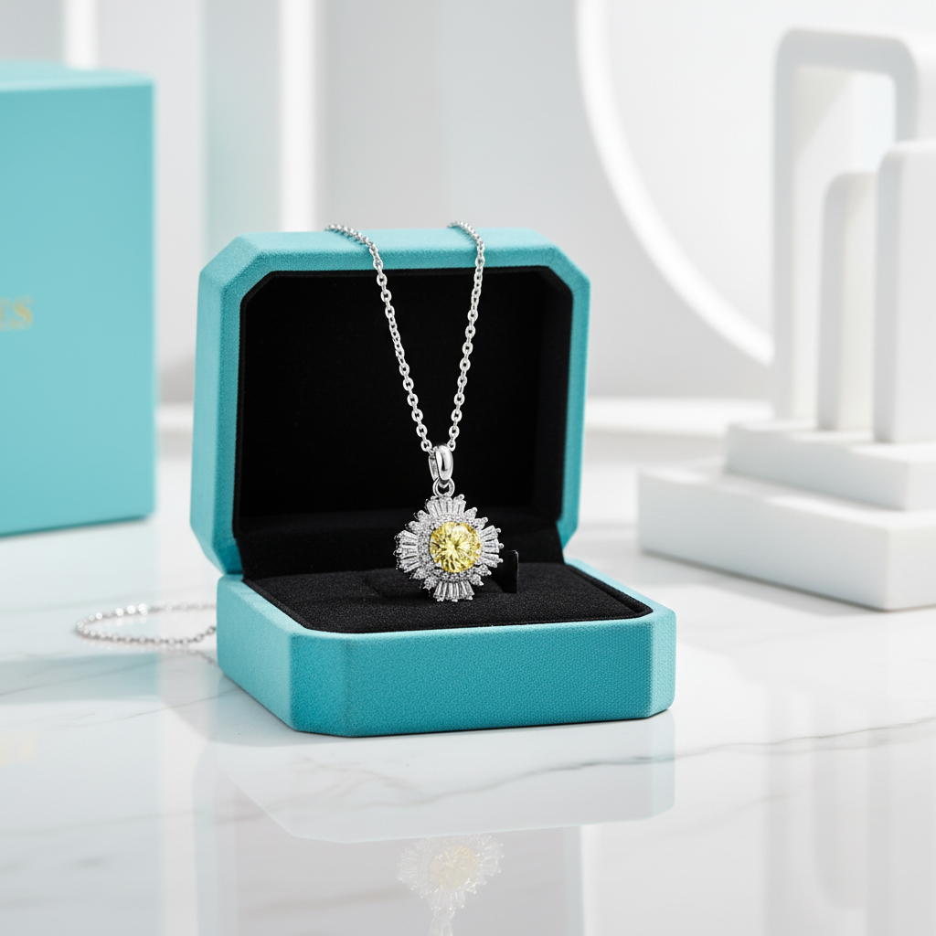 1.0 Ct Sunflower Topaz and Citrine Pendant Necklace - Evani Naomi Jewelry