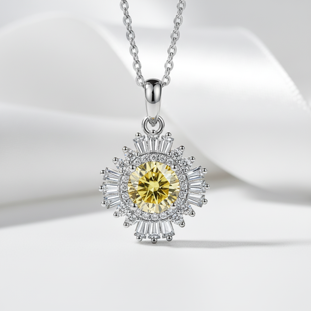 1.0 Ct Sunflower Topaz and Citrine Pendant Necklace