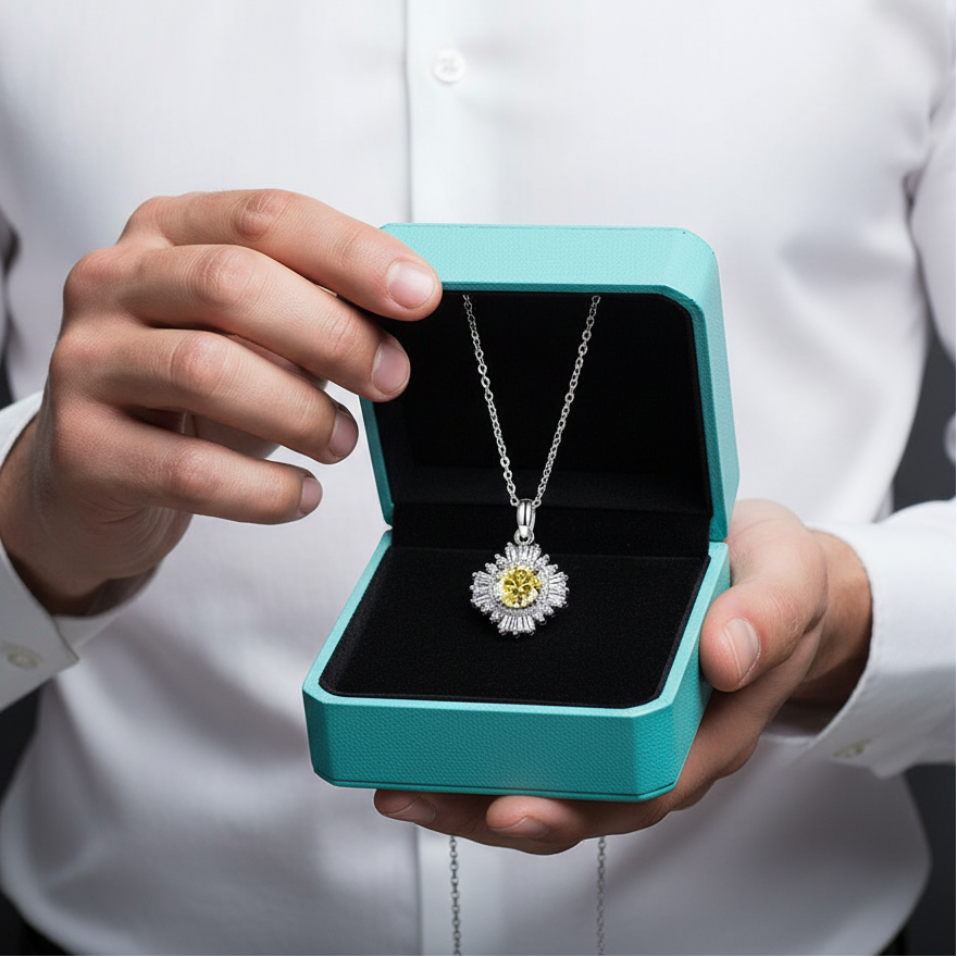 1.0 Ct Sunflower Topaz and Citrine Pendant Necklace