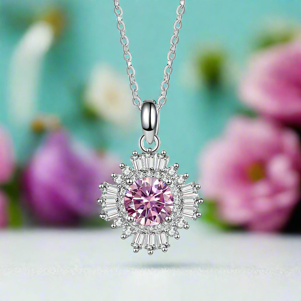 1.0 Ct Diamond Sunflower Pendant Necklace-Evani Naomi Jewelry