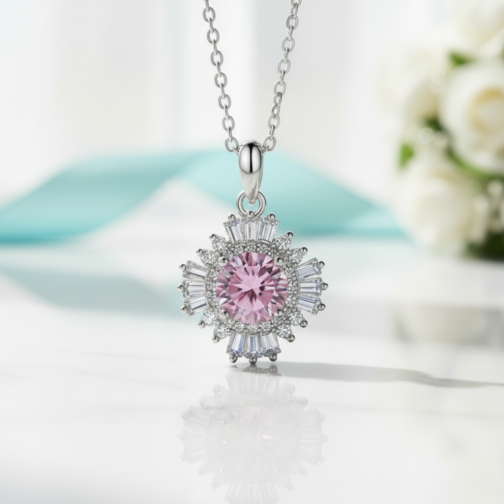1.0 Ct Sunflower Tourmaline Birthstone Pendant Necklace - Evani Naomi Jewelry