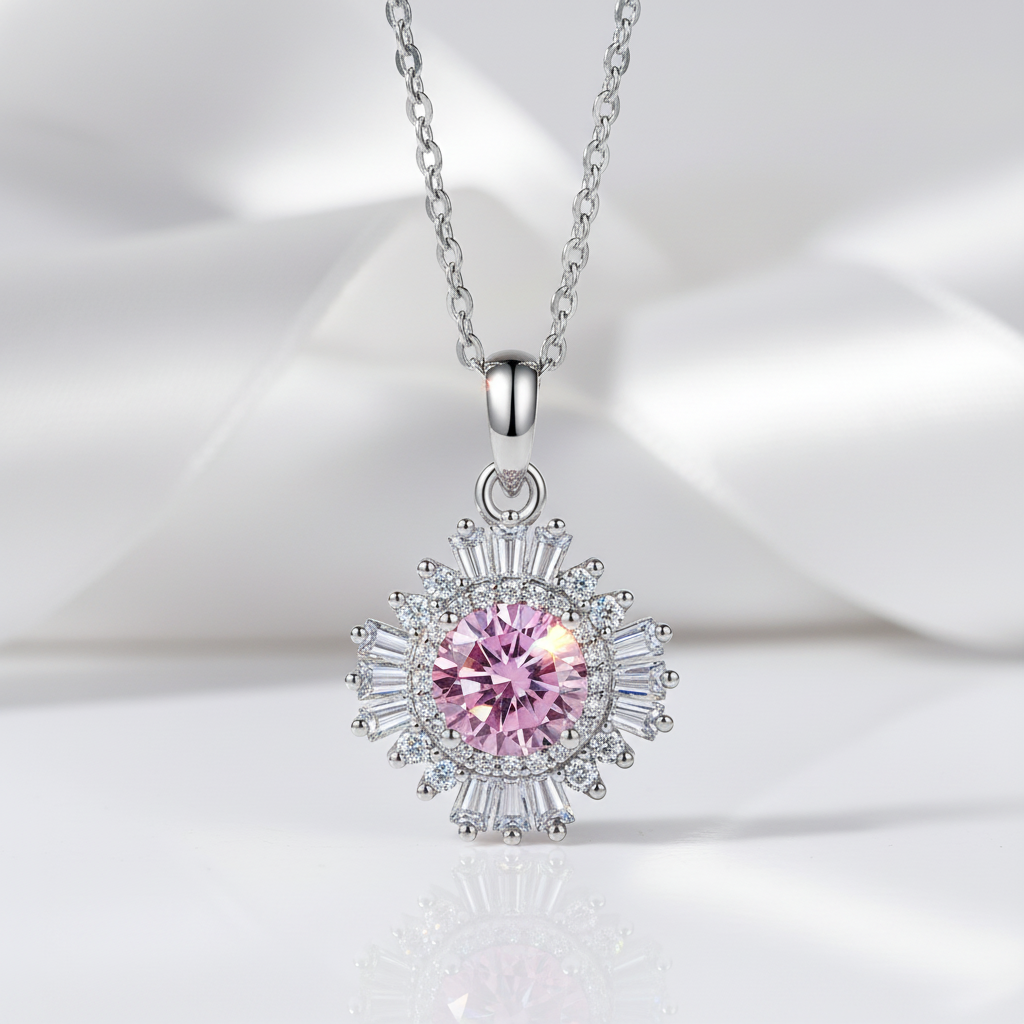 1.0 Ct Sunflower Tourmaline Birthstone Pendant Necklace