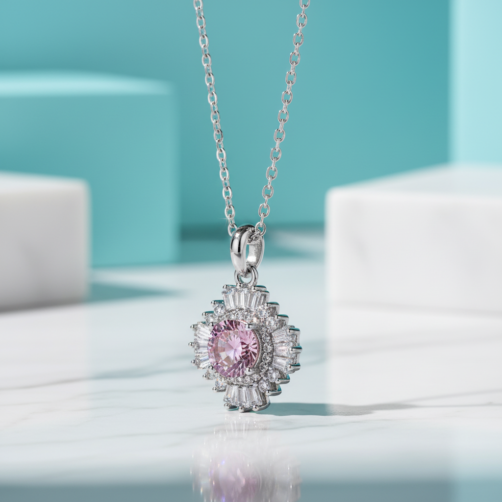 1.0 Ct Sunflower Tourmaline Birthstone Pendant Necklace - Evani Naomi Jewelry