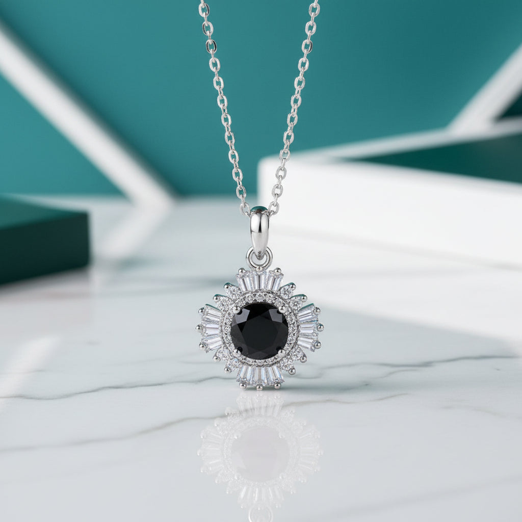 1.0 Ct Diamond Sunflower Pendant Necklace-Evani Jewelry