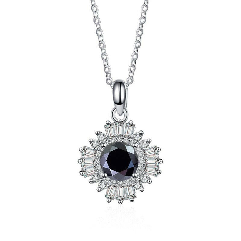 1.0 Ct Diamond Sunflower Pendant Necklace-Evani Naomi Jewelry