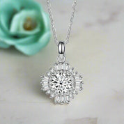1.0 Ct Diamond Sunflower Pendant Necklace-Evani Naomi Jewelry