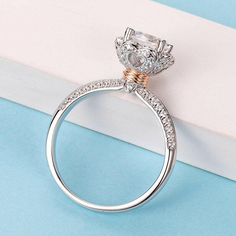 1.0 Ct Flower Shaped Mossanite Engagement Ring-Evani Naomi Jewelry