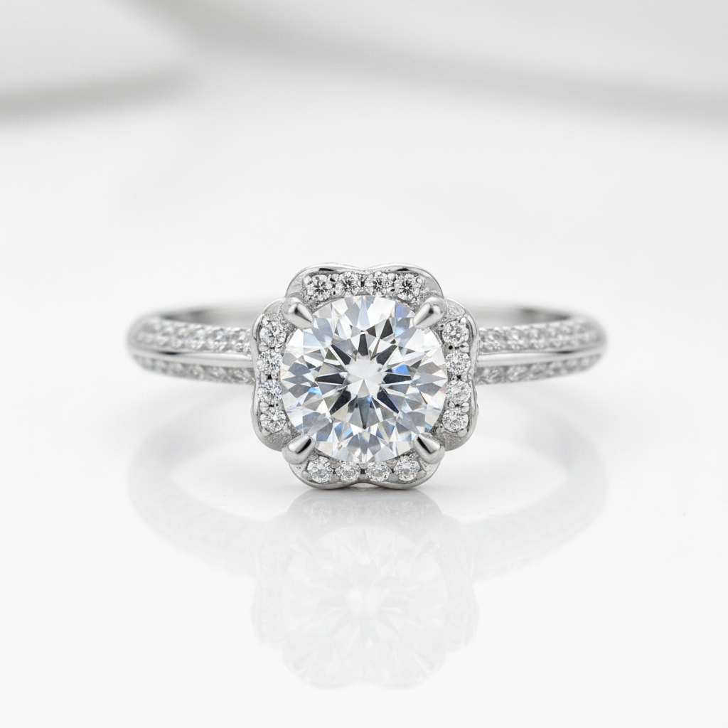 1.0 Ct Flower Shaped Diamond Option Engagement Ring