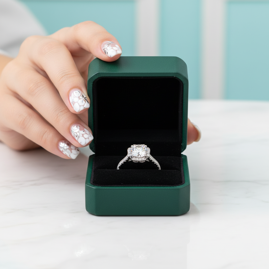 1.0 Ct Flower Shaped Diamond Option Engagement Ring