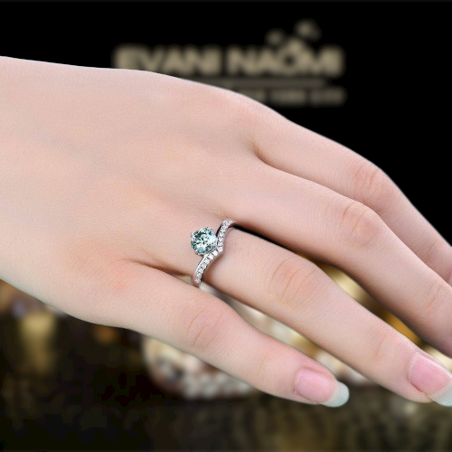 1.0 Ct Green Diamond Adjustable Chevron Ring-Evani Jewelry