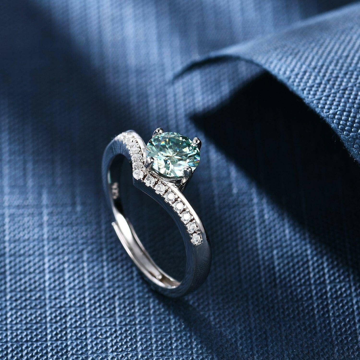 1.0 Ct Green Diamond Adjustable Chevron Ring-Evani Naomi Jewelry