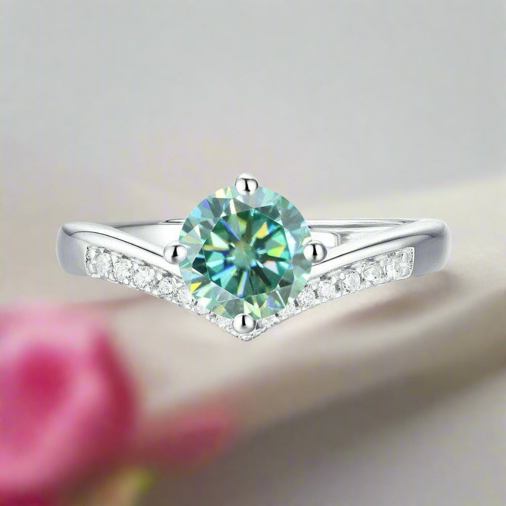 1.0 Ct Green Diamond Adjustable Chevron Ring-Evani Jewelry