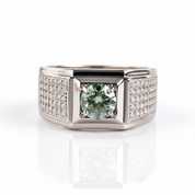1.0 Ct Green Round Diamond Option Iced Out Men's Wedding Ring