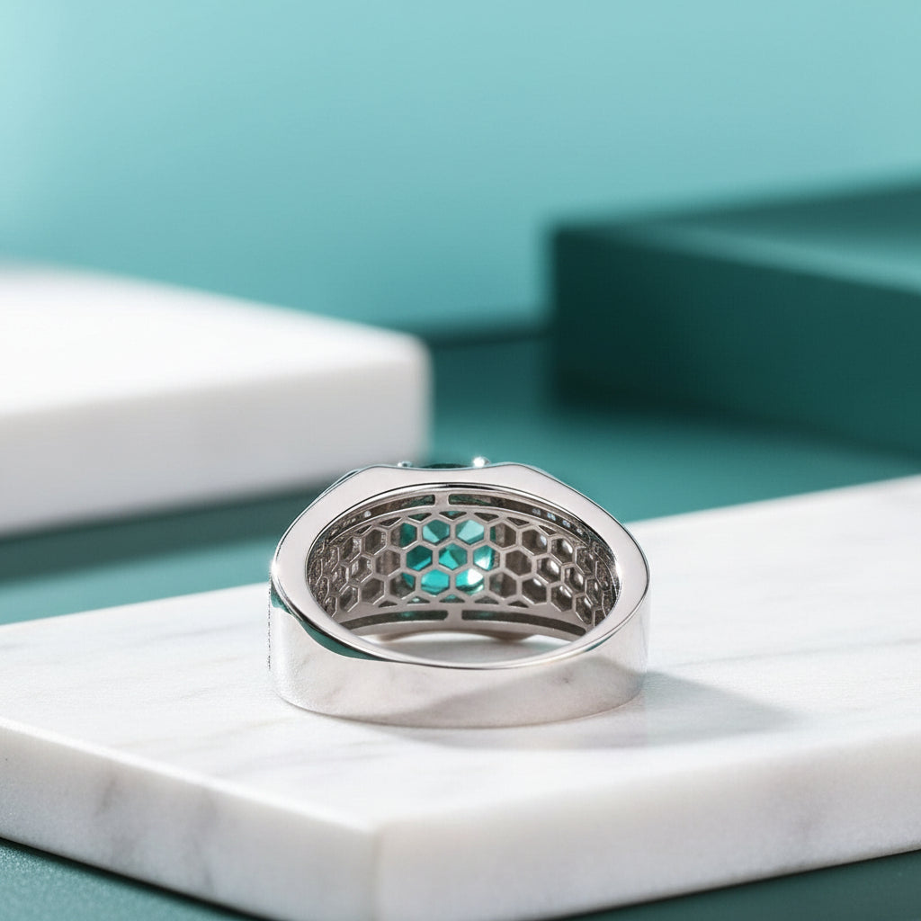 1.0 Ct Green Round Diamond Iced Out Men's Wedding Ring-Evani Jewelry