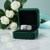 1.0 Ct Green Round Diamond Option Iced Out Men's Wedding Ring