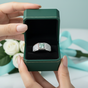 1.0 Ct Green Round Diamond Option Iced Out Men's Wedding Ring