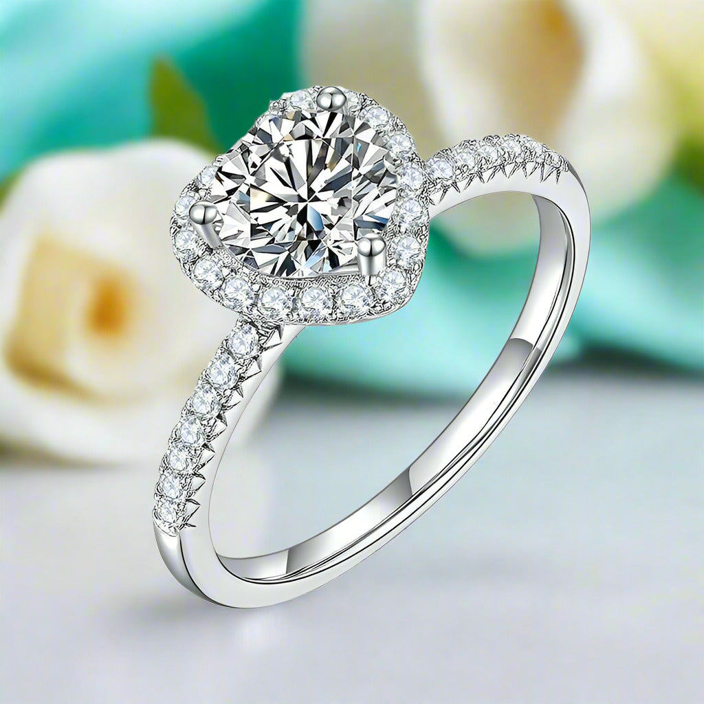 1.0 Ct Halo Round Cut Diamond Wedding Ring-Evani Jewelry