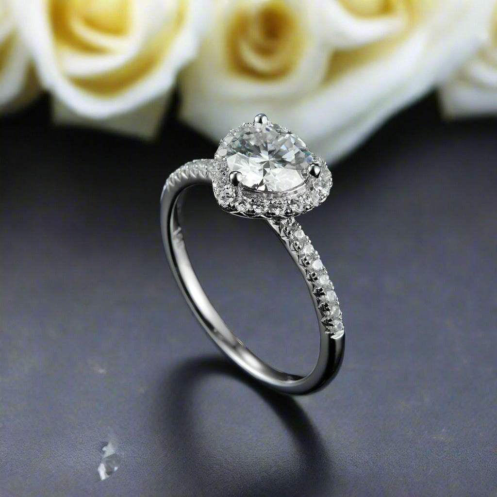 1.0 Ct Halo Round Cut Diamond Wedding Ring-Evani Jewelry