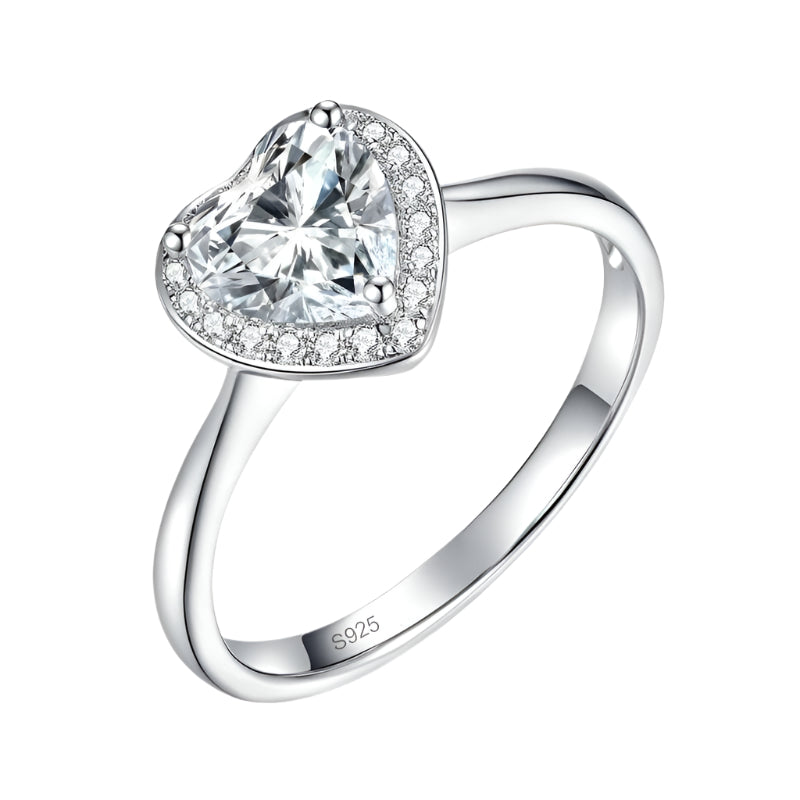 1.0 Ct Heart Cut Halo Diamond Engagement Ring-Evani Jewelry