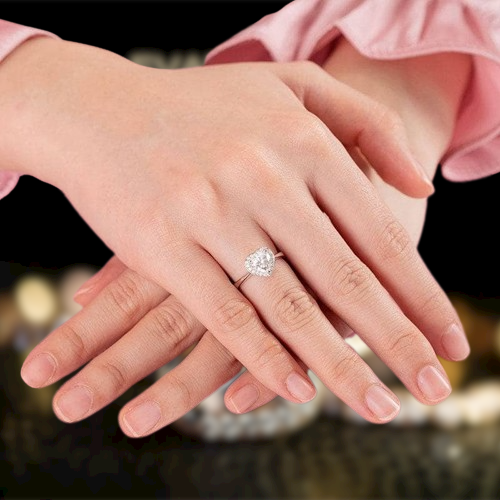 1.0 Ct Heart Cut Halo Diamond Engagement Ring-Evani Naomi Jewelry