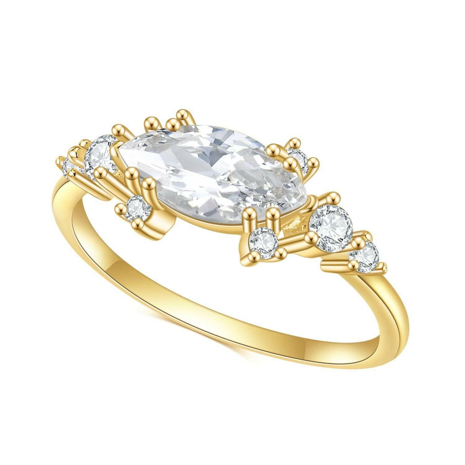 1.0 Ct Marquise Cut Diamond Classic 18k Gold Engagement Ring-Evani Naomi Jewelry