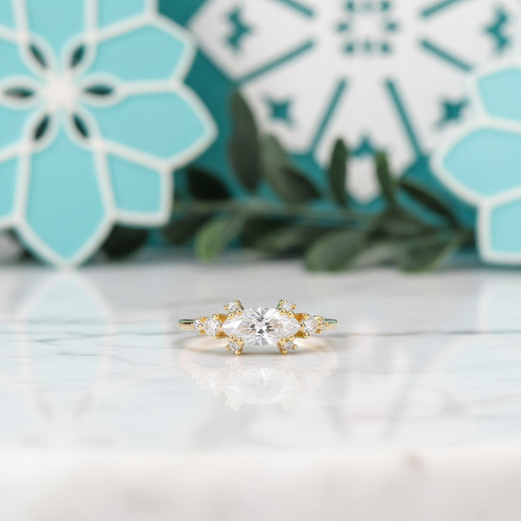 1.0 Ct Marquise Cut Diamond Classic 18k Gold Engagement Ring-Evani Jewelry