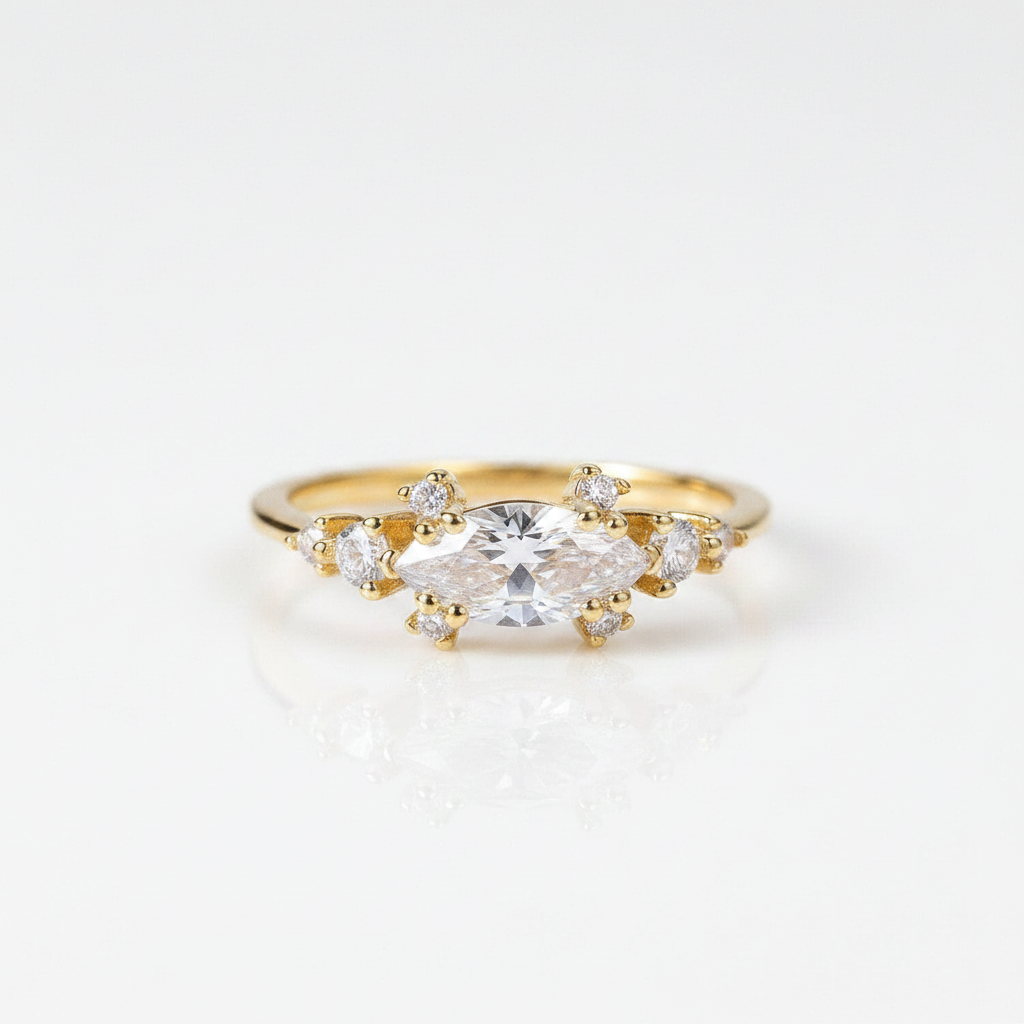 1.0 Ct Marquise Cut Diamond Option Classic 18k Gold Engagement Ring