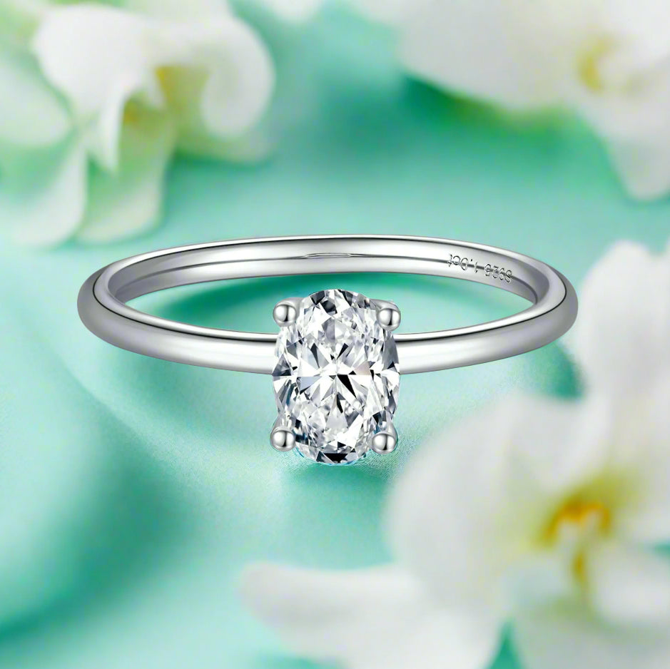 1.0 Ct Oval-Cut Solitaire Diamond Engagement Ring-Evani Naomi Jewelry