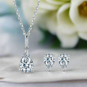 1.0 Ct Pear Diamond Classic Stud Earrings and Necklace-Evani Naomi Jewelry