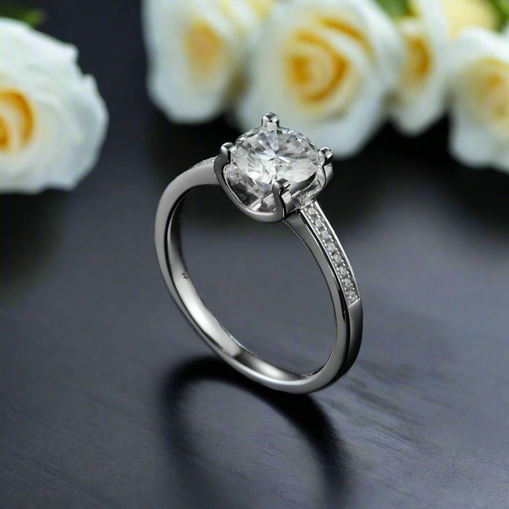 1.0 Ct Petite Milgrain Engagement Ring-Evani Jewelry
