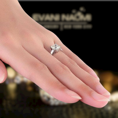 1.0 Ct Princess Cut 14K White Gold Engagement-Evani Naomi Jewelry