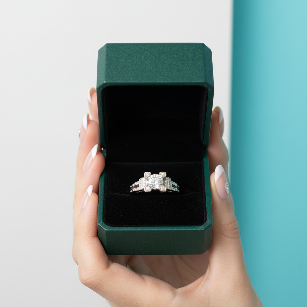 1.0 Ct Round & Baguette Diamond OptionEngagement Ring - Evani Naomi Jewelry