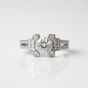1.0 Ct Round & Baguette Diamond OptionEngagement Ring - Evani Naomi Jewelry