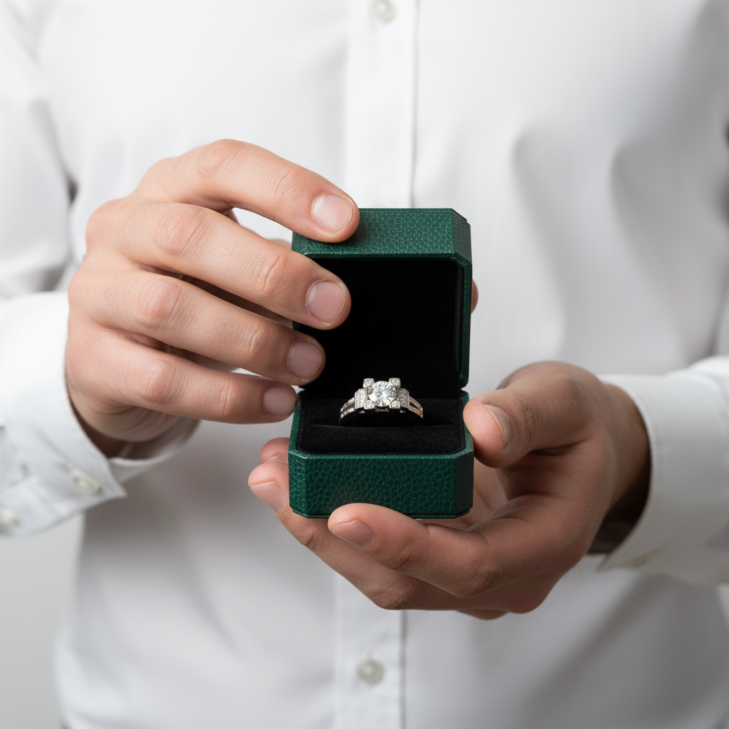 1.0 Ct Round & Baguette Diamond OptionEngagement Ring - Evani Naomi Jewelry